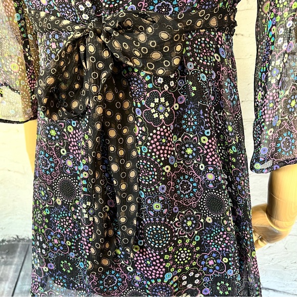 Odille Anthropologie 100% Silk Floral Sheer Size Small Made in USA - Picture 5 of 11